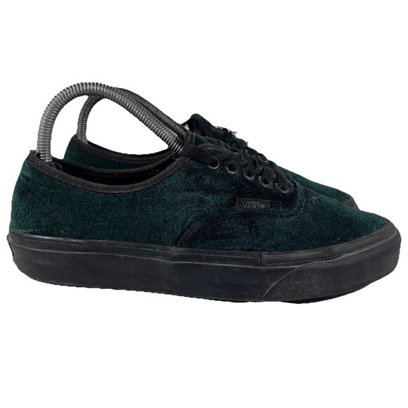 Shoes - Vans Authentic Green Velvet/Velour Lace Up Skate Shoes Sneakers Women's Size 8